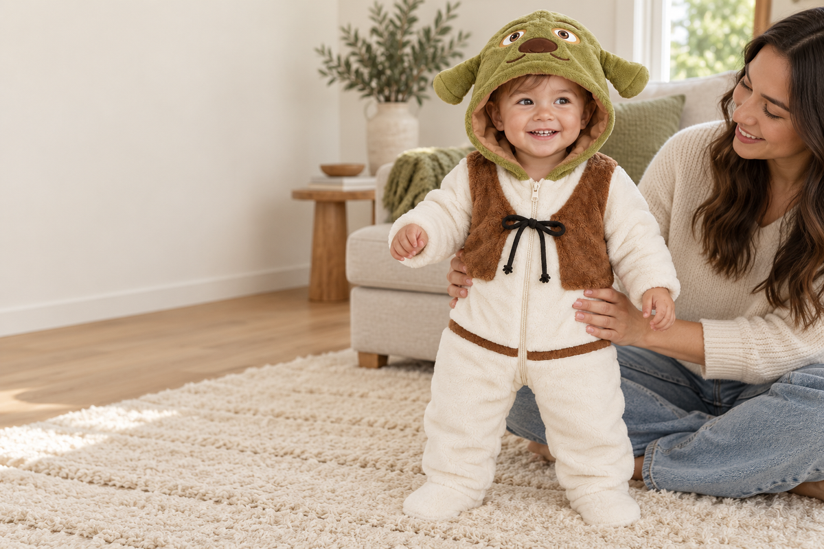 Parent and child wearing the onesie
